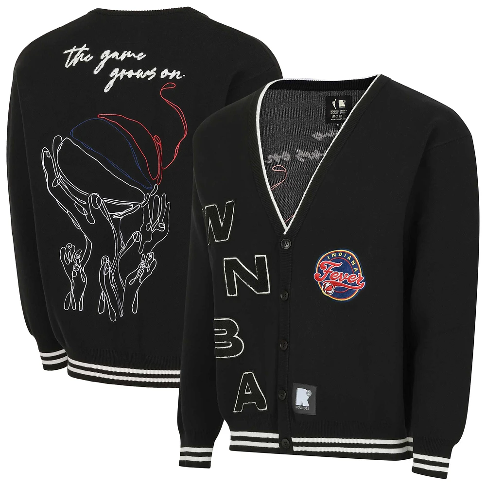 Unisex round21  Black Indiana Fever Campus Fit Full-Button Cardigan