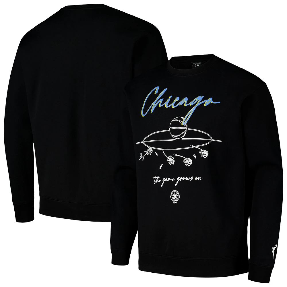 Unisex round21 Black Chicago Sky Bloom Pullover Crew Sweatshirt