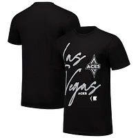 Unisex round21 Black Las Vegas Aces Script Sizzle Oversized Boxy T-Shirt