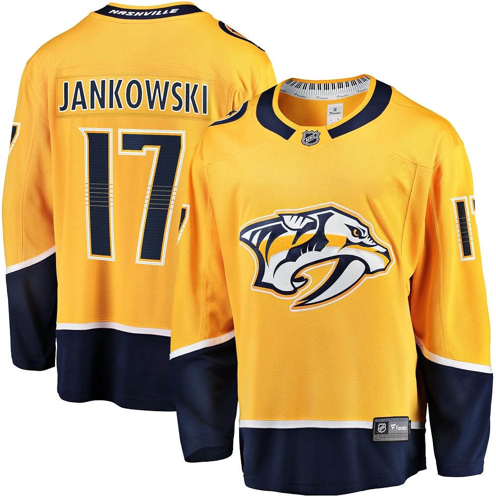 Men's Fanatics Mark Jankowski Gold Nashville Predators  Premier Breakaway Player Jersey