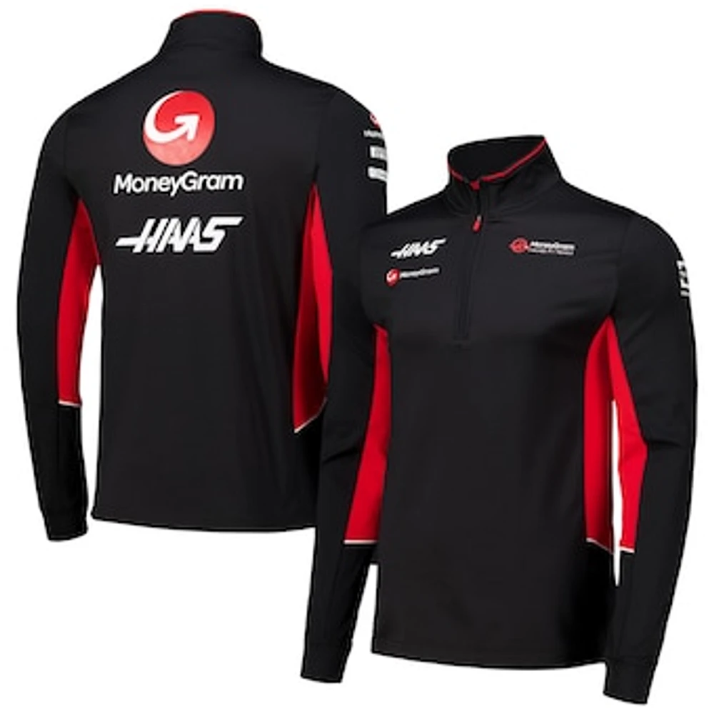 Men's Haas F1 Black Haas F1 Team Team Fitted Half-Zip Sweater