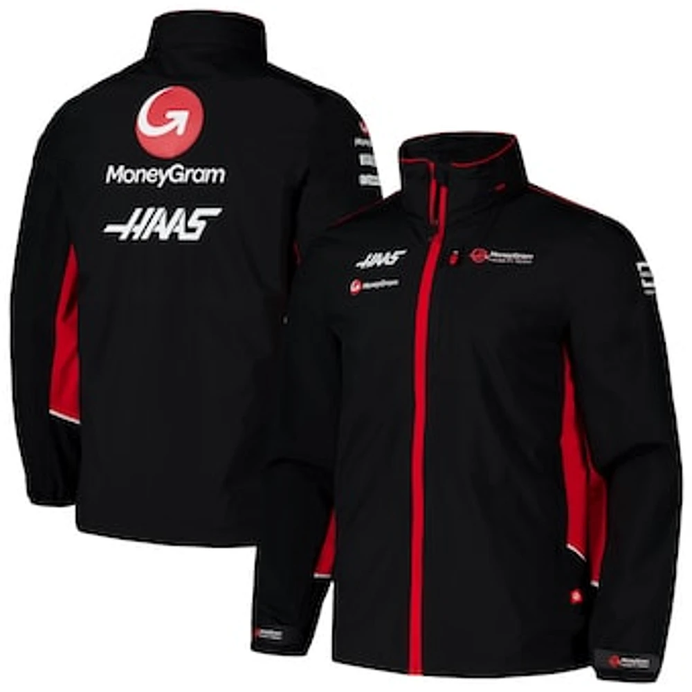 Men's Black Haas F1 Team 2024 Full-Zip Hoodie Raincoat