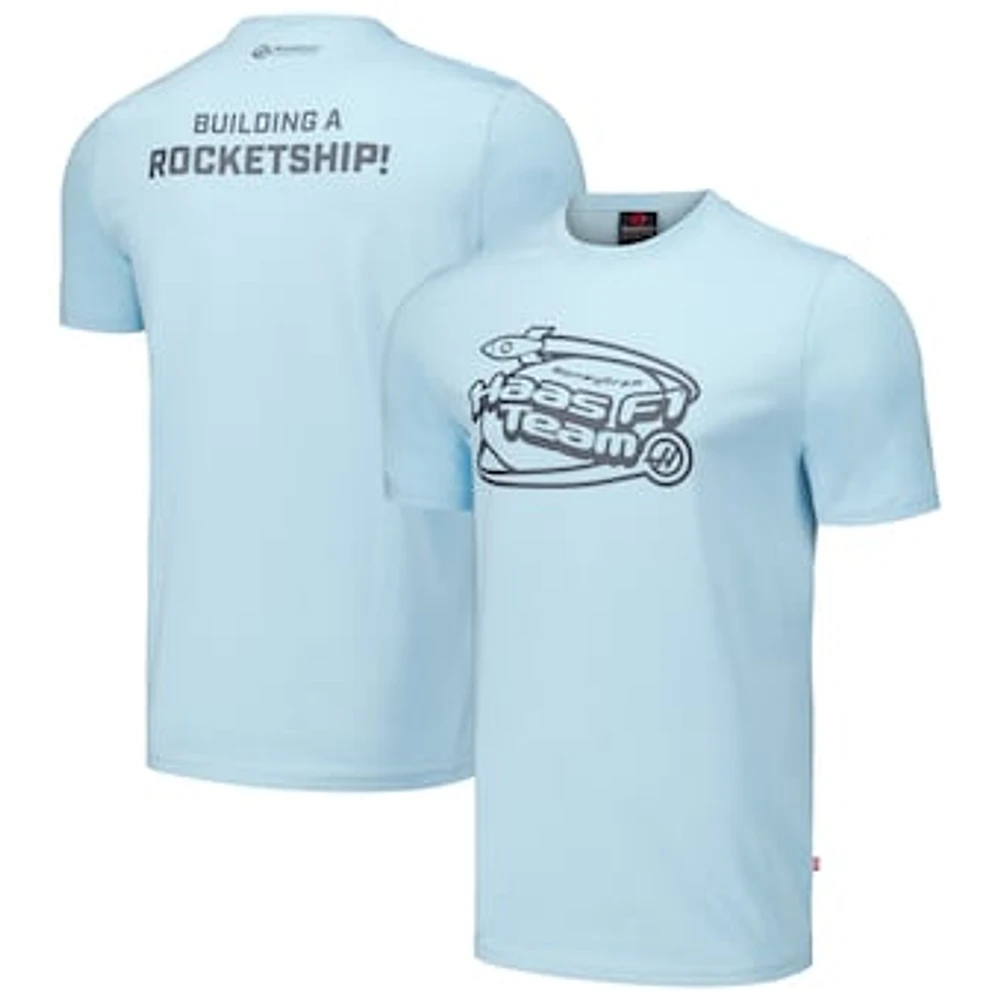 Men's  Light Blue Haas F1 Team Rocket Ship T-Shirt