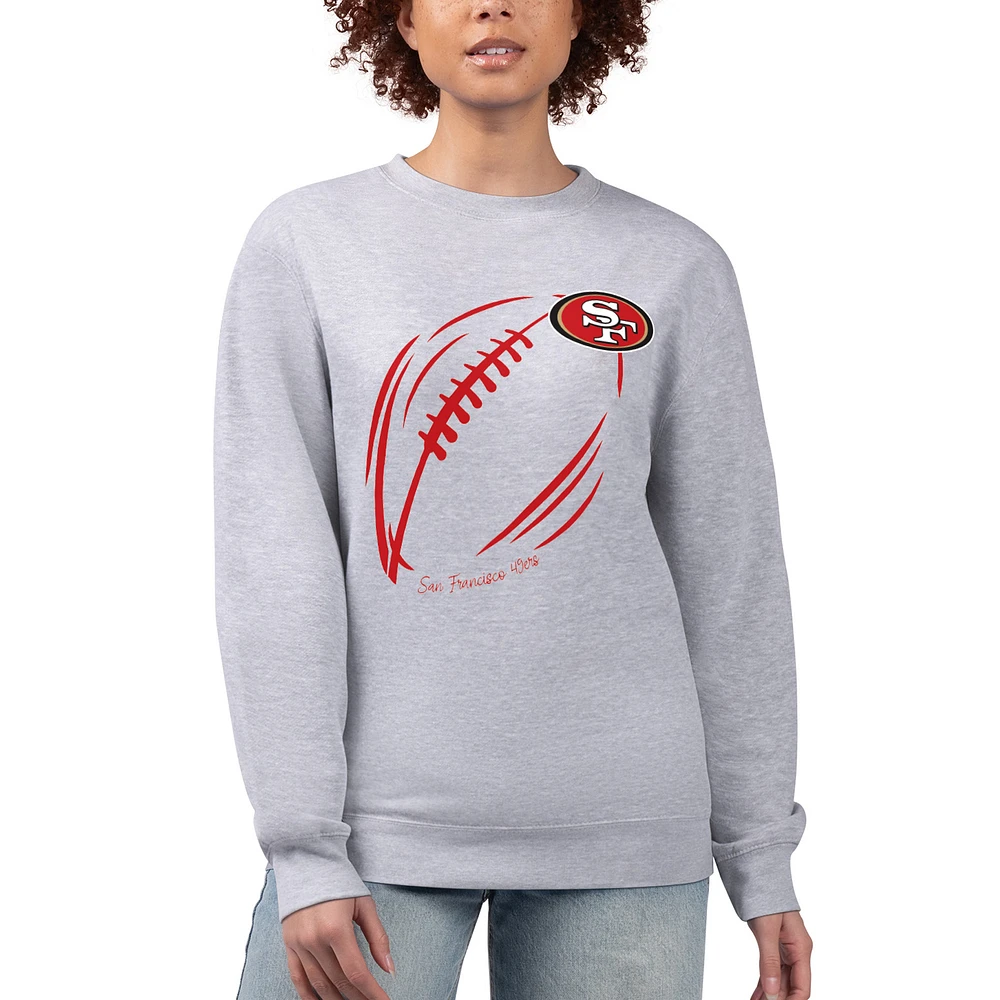 Women's G-III 4Her by Carl Banks Heather Gray San Francisco 49ers Football Logo Graphic Fleece Pullover Sweatshirt