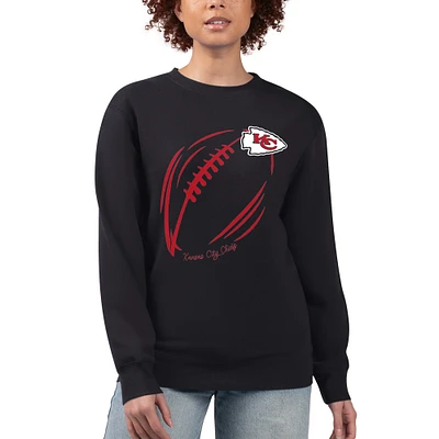 Women's G-III 4Her by Carl Banks Black Kansas City Chiefs Football Logo Graphic Fleece Pullover Sweatshirt