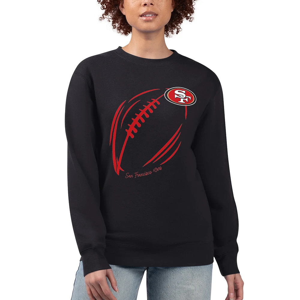 Women's G-III 4Her by Carl Banks Black San Francisco 49ers Football Logo Graphic Fleece Pullover Sweatshirt