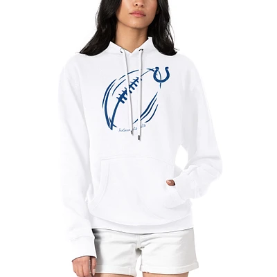 Women's G-III 4Her by Carl Banks White Indianapolis Colts Football Logo Fleece Pullover Hoodie