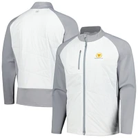 Men's Peter Millar White/Gray Presidents Cup Endeavor Hybrid Raglan Full-Zip Jacket