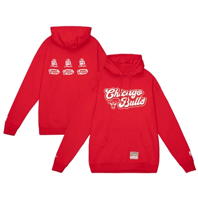Men's Mitchell & Ness  Red Chicago Bulls Hardwood Classics Cherry Bomb Tri-Blend Pullover Hoodie