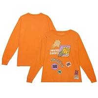 Men's Mitchell & Ness  Orange Phoenix Suns Hardwood Classics Sidewalk Sketch Long Sleeve T-Shirt