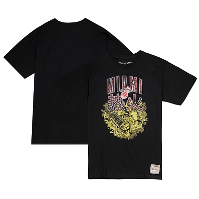 Men's Mitchell & Ness  Black Miami Heat Hardwood Classics Chinese New Year 4.0 T-Shirt
