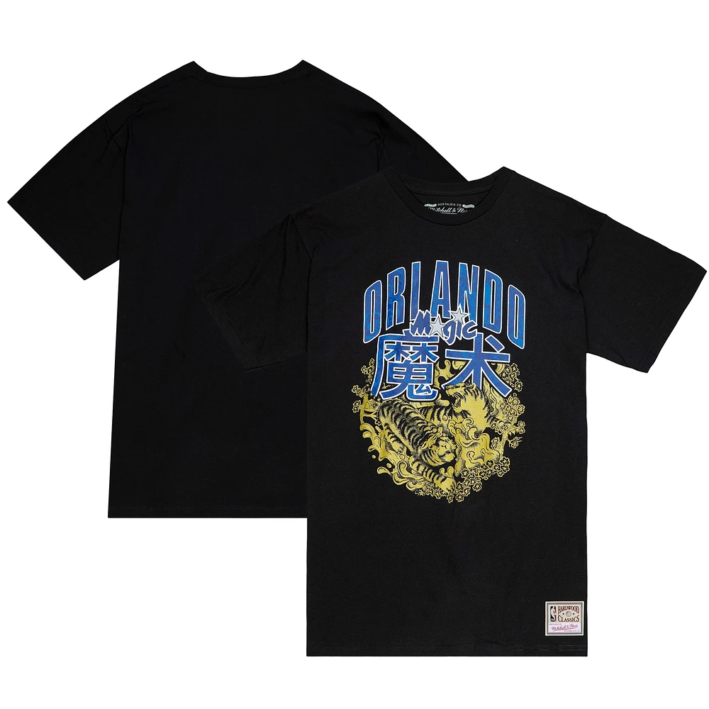 Men's Mitchell & Ness  Black Orlando Magic Hardwood Classics Chinese New Year 4.0 T-Shirt