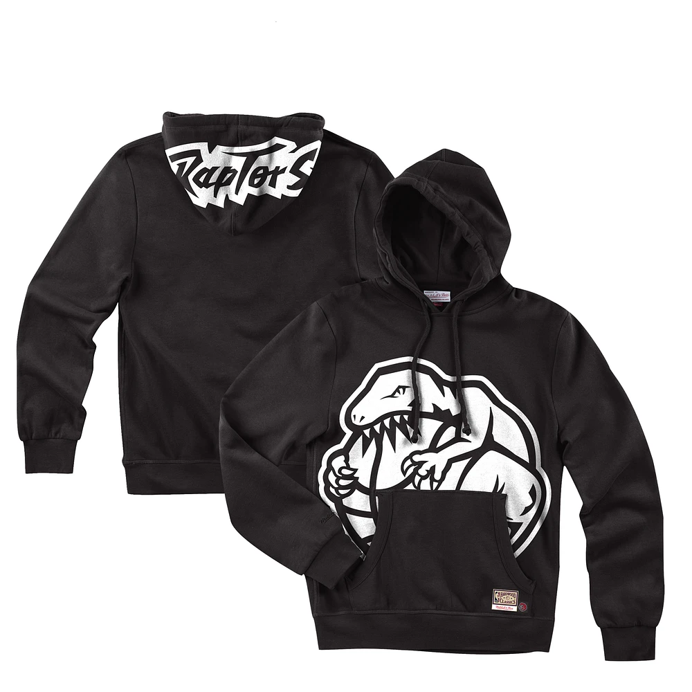 Men's Mitchell & Ness Black Toronto Raptors Hardwood Classics Big Face 3.0 Pullover Hoodie