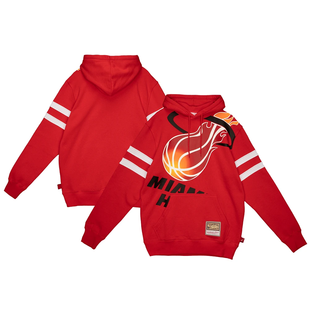 Men's Mitchell & Ness Red Miami Heat Substantial Fleece Pullover Hoodie