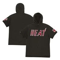 Men's Mitchell & Ness  Black Miami Heat Game Day Short Sleeve Pullover Hoodie