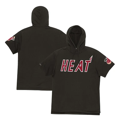 Men's Mitchell & Ness  Black Miami Heat Game Day Short Sleeve Pullover Hoodie