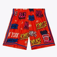 Men's Mitchell & Ness  Orange New York Knicks 1998/99 Hardwood Classics Slap Sticker Swingman Shorts