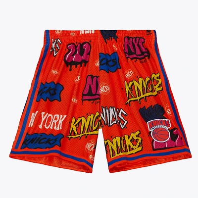 Men's Mitchell & Ness  Orange New York Knicks 1998/99 Hardwood Classics Slap Sticker Swingman Shorts