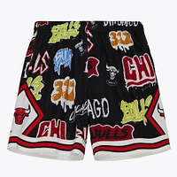 Men's Mitchell & Ness  Black Chicago Bulls 1998/99 Hardwood Classics Slap Sticker Swingman Shorts
