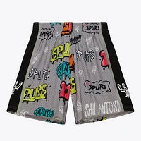 Men's Mitchell & Ness  Silver San Antonio Spurs 1998/99 Hardwood Classics Slap Sticker Swingman Shorts