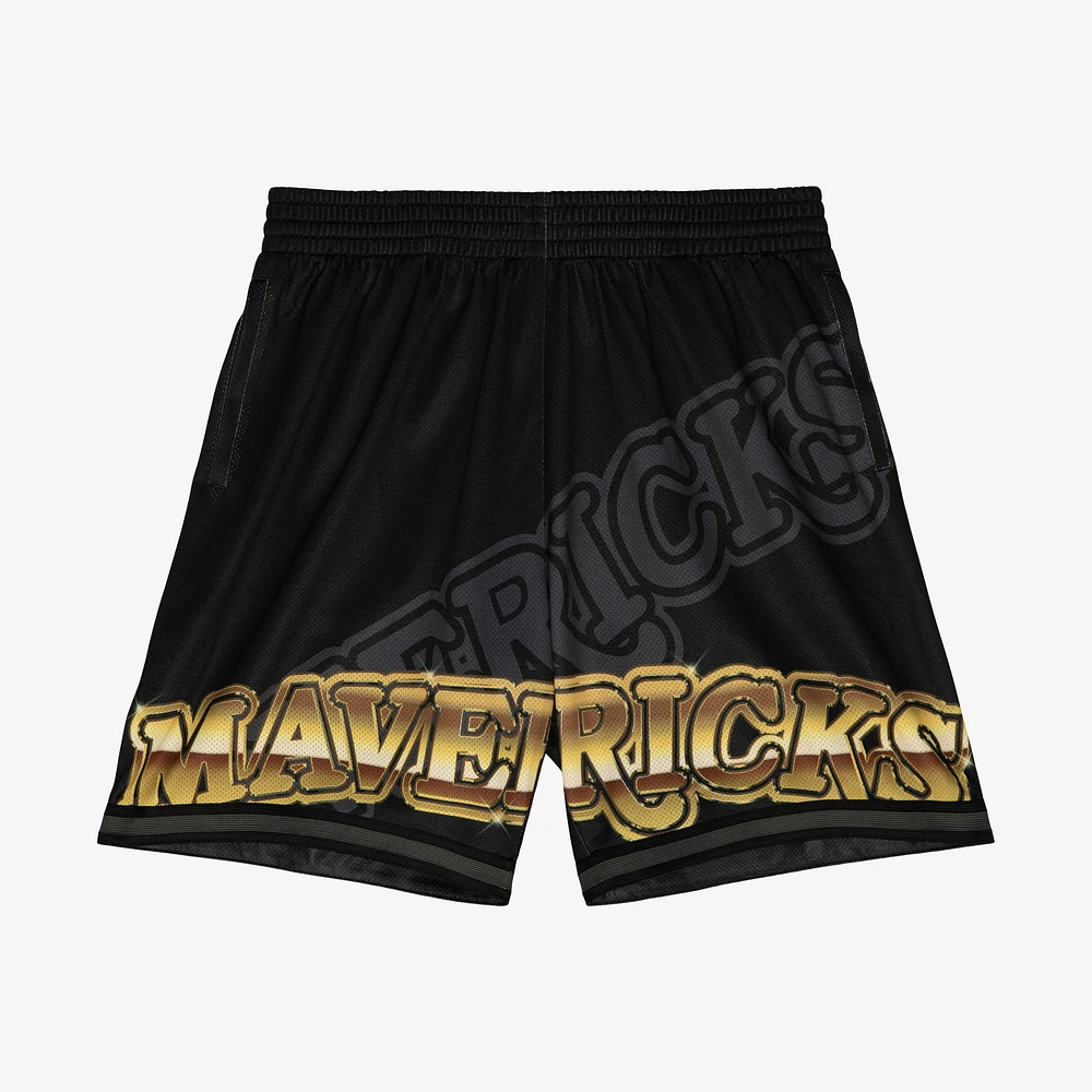 Men's Mitchell & Ness Black Dallas Mavericks Big Face 4.0 Fashion Shorts