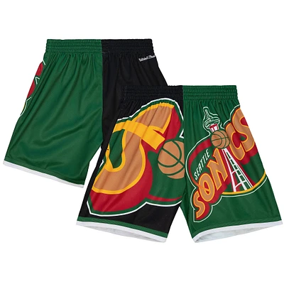 Men's Mitchell & Ness  Black Seattle SuperSonics Big Face 5.0 Fashion Shorts