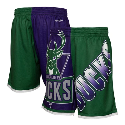 Men's Mitchell & Ness  Purple Milwaukee Bucks Big Face 5.0 Fashion Shorts