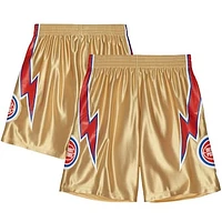 Men's Mitchell & Ness  Gold Detroit Pistons 1978-79 Hardwood Classics NBA 75th Anniversary Swingman Shorts