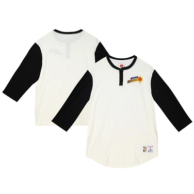 Men's Mitchell & Ness  Cream Phoenix Suns Icon 3/4-Sleeve Henley T-Shirt