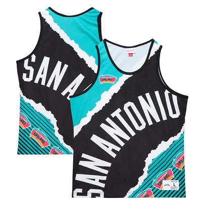 Men's Mitchell & Ness  Black San Antonio Spurs Jumbotron 2.0 Sublimated Tank Top