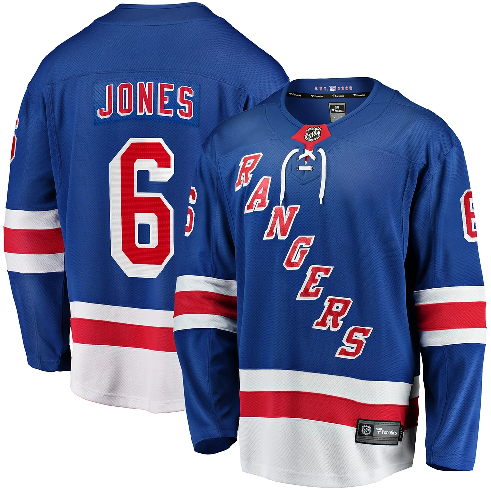 Men's Fanatics Zac Jones Blue New York Rangers Home Premier Breakaway Player Jersey