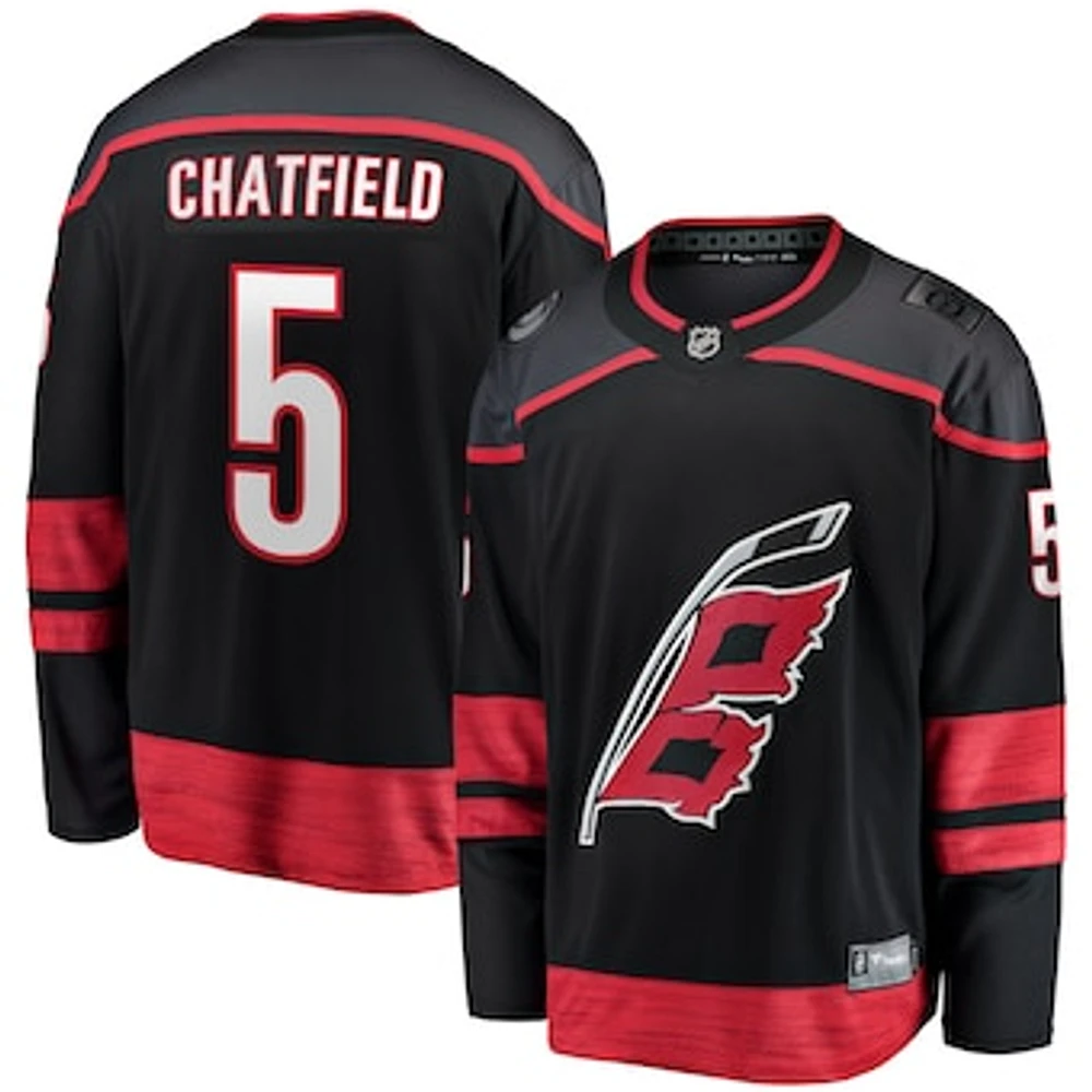 Men's Fanatics Jalen Chatfield Black Carolina Hurricanes Home Premier Breakaway Player Jersey