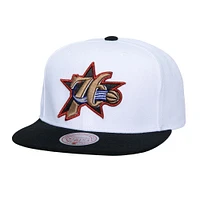 Men's Mitchell & Ness White Philadelphia 76ers  Soul Logo Shine 2-Tone Snapback Hat