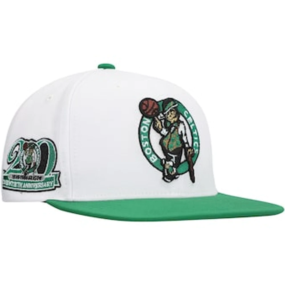 Men's Mitchell & Ness White Boston Celtics  Soul Logo Shine 2-Tone Snapback Hat