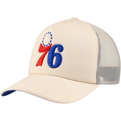 Men's Mitchell & Ness Cream Philadelphia 76ers Trucker Adjustable Hat