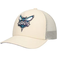 Men's Mitchell & Ness Cream Charlotte Hornets Trucker Adjustable Hat