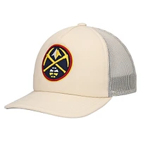 Men's Mitchell & Ness Cream Denver Nuggets Trucker Adjustable Hat