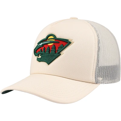 Men's Mitchell & Ness Cream Minnesota Wild Foam Front Trucker Adjustable Hat