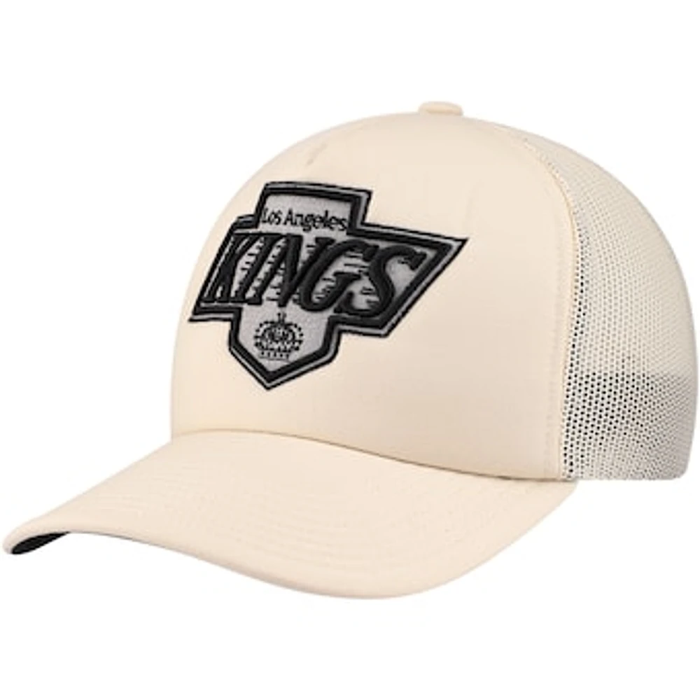 Men's Mitchell & Ness Cream Los Angeles Kings Foam Front Trucker Adjustable Hat