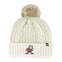 Women's '47  Cream Cleveland Browns Meeko Cuffed Knit Hat with Pom