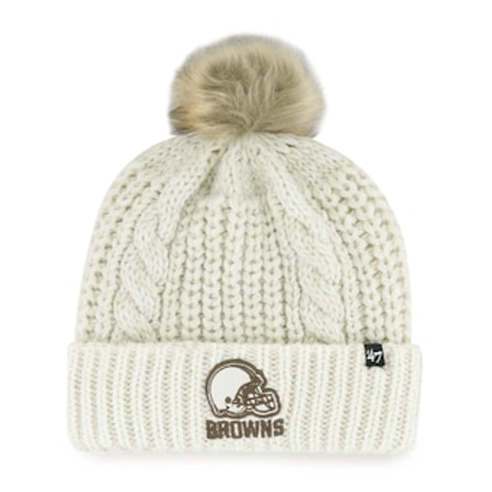 Women's '47 Cream Cleveland Browns Meeko Cuffed Knit Hat with Pom