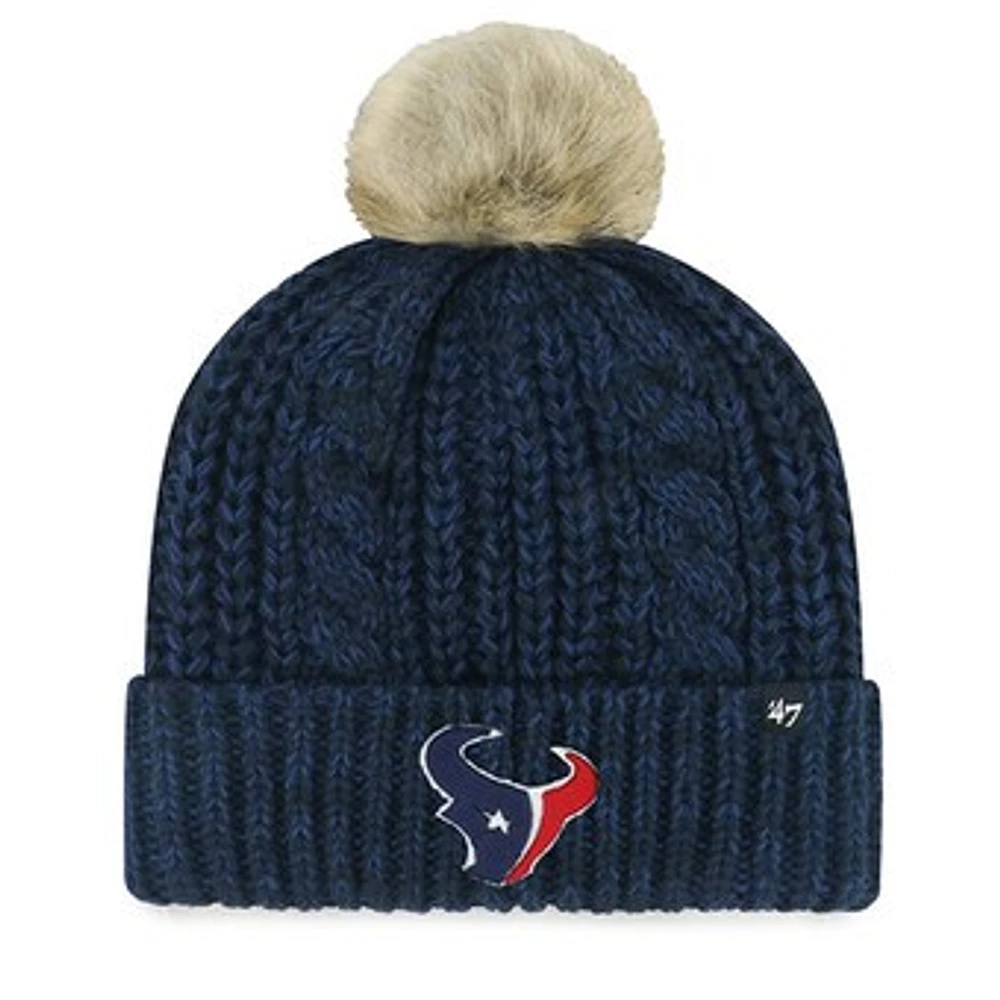 Women's '47 Navy Houston Texans Meeko Cuffed Knit Hat with Pom