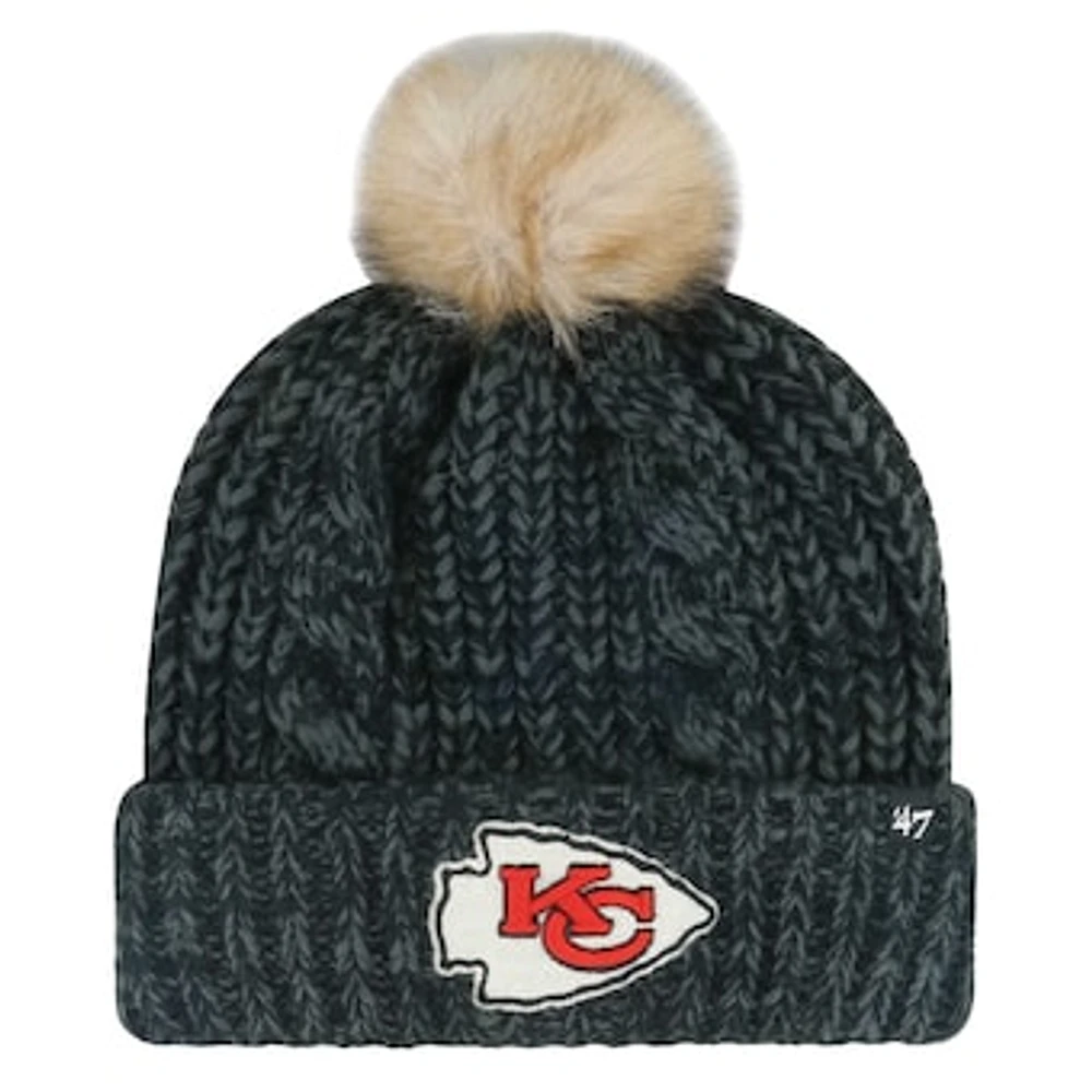 Women's '47 Black Kansas City Chiefs Meeko Cuffed Knit Hat with Pom