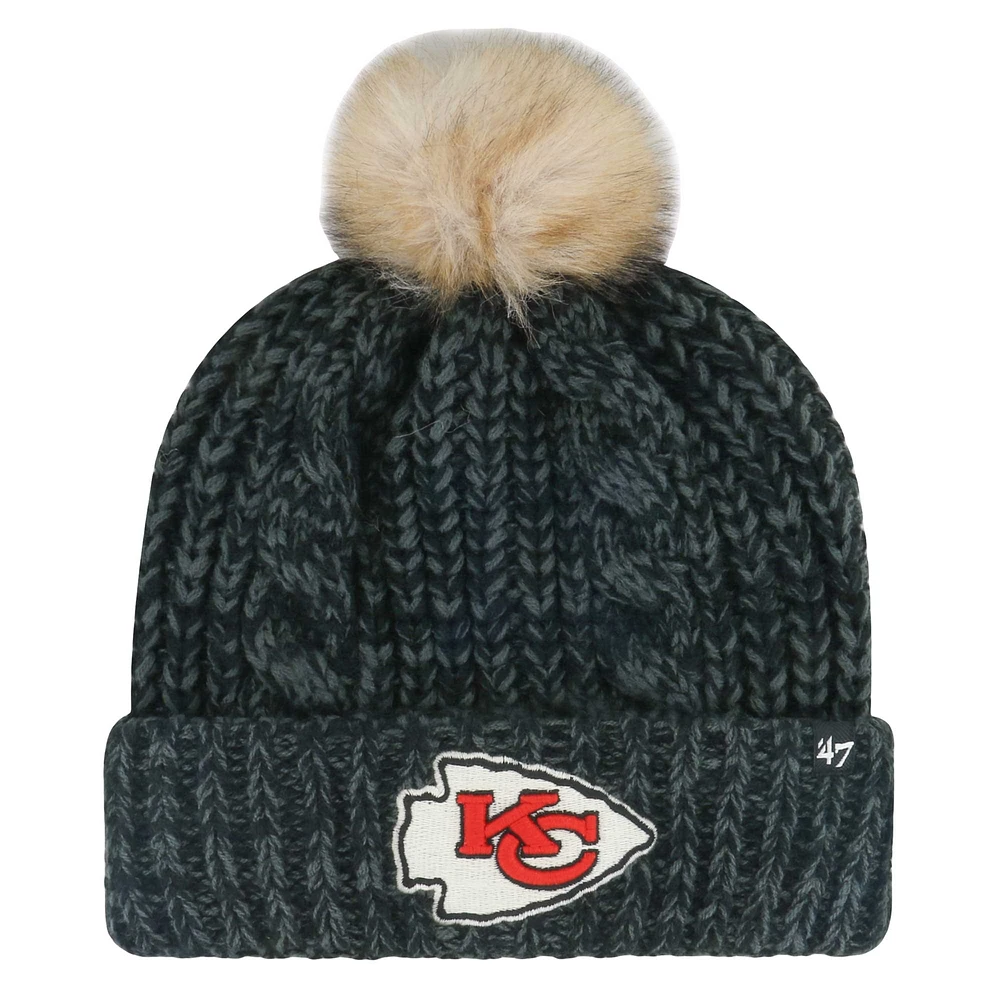 Women's '47 Black Kansas City Chiefs Meeko Cuffed Knit Hat with Pom