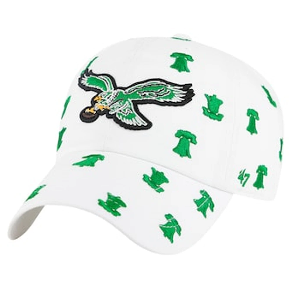 Women's '47 White Philadelphia Eagles Confetti Clean Up Adjustable Hat