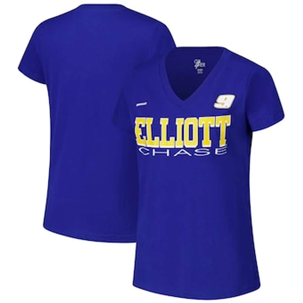 Women's G-III 4Her by Carl Banks Royal Chase Elliott Strategy V-Neck T-Shirt