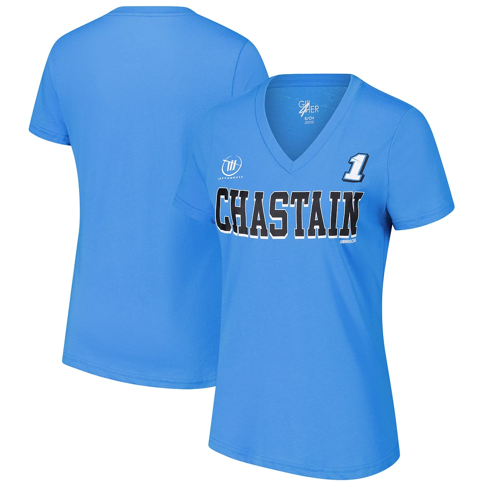 Women's G-III 4Her by Carl Banks Light Blue Ross Chastain Strategy V-Neck T-Shirt