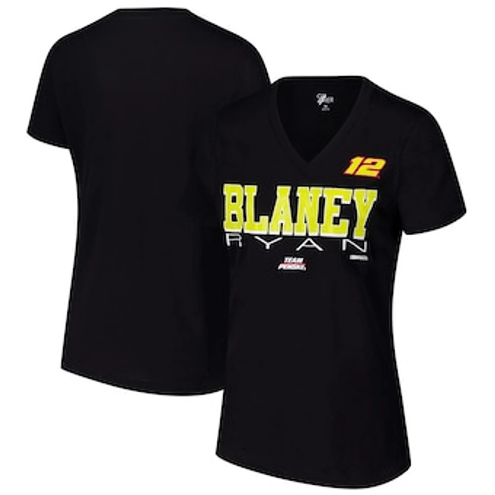 Women's G-III 4Her by Carl Banks Black Ryan Blaney Strategy V-Neck T-Shirt