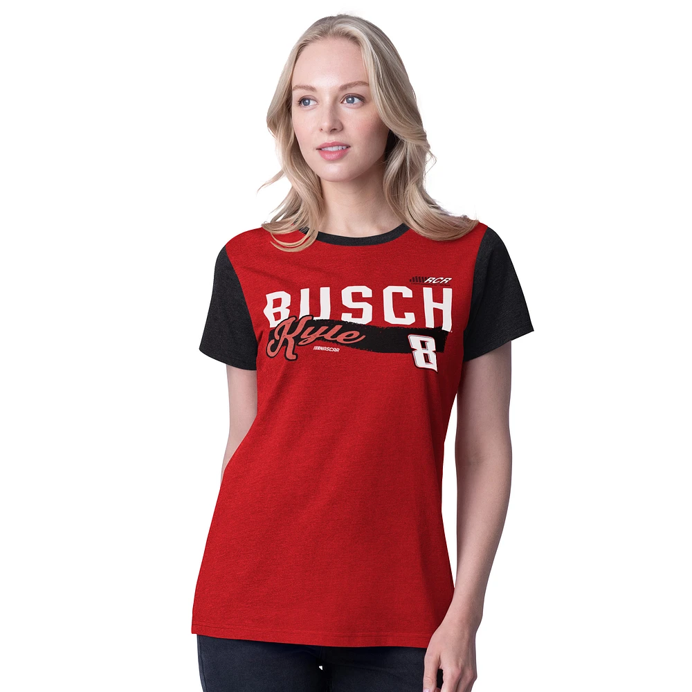 Women's G-III 4Her by Carl Banks Red Kyle Busch Racer Color Blocked T-Shirt