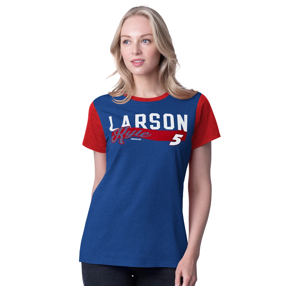 Women's G-III 4Her by Carl Banks Royal Kyle Larson Racer Color Blocked T-Shirt